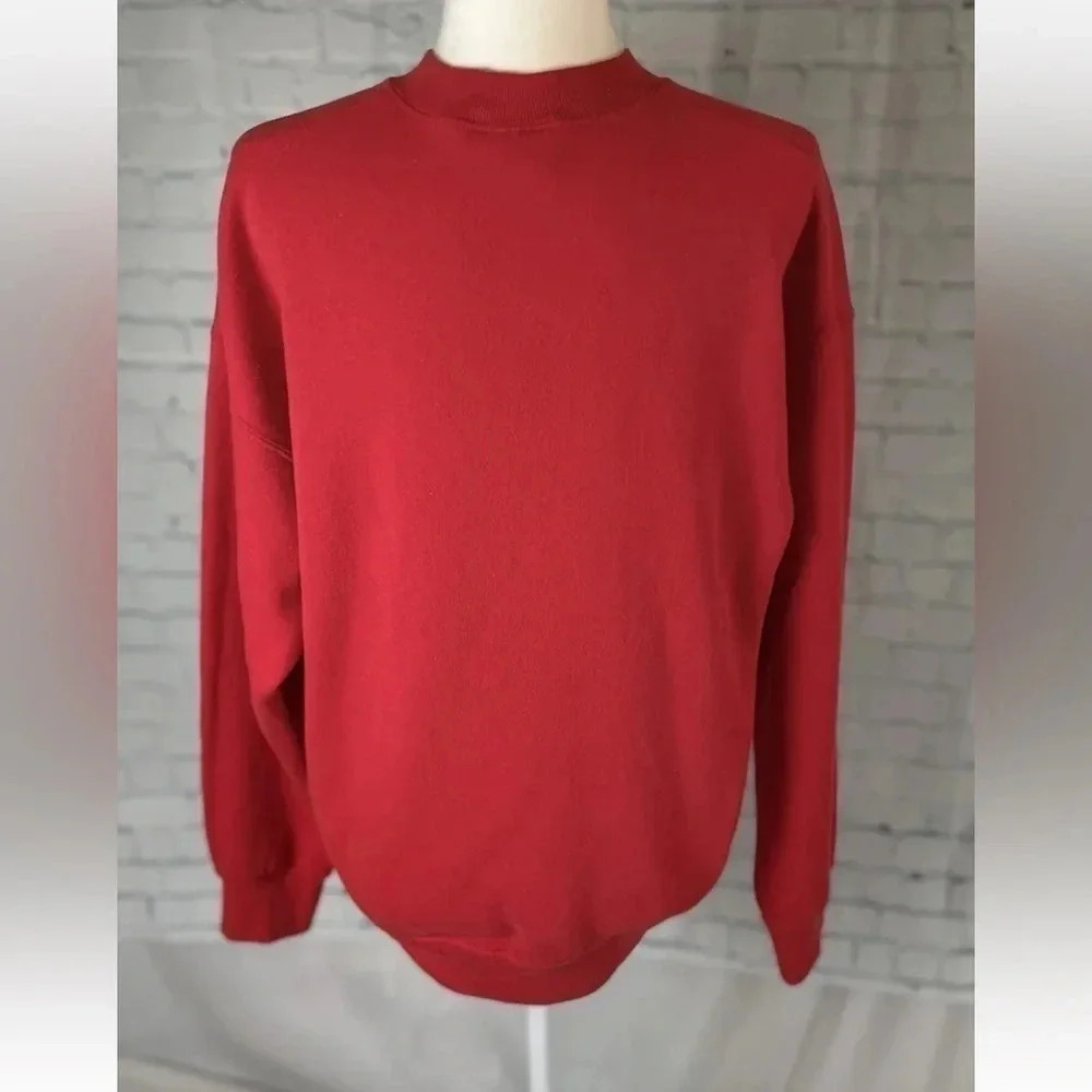Vintage Fruit Of‎ The Loom Best Ugly Christmas Sweatshirt  Red Cat Belle size L - Picture 5 of 13